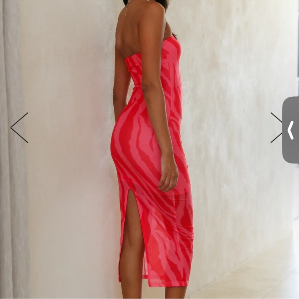 Hello Molly Elegant Strapless Pink and red Dress - Picture 3 of 10